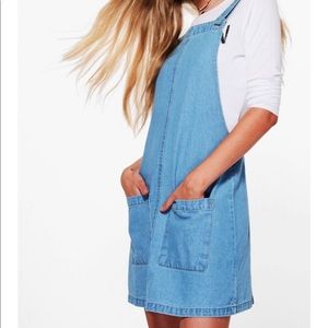 Pansy Patch Pocket Denim Pinafore Dress